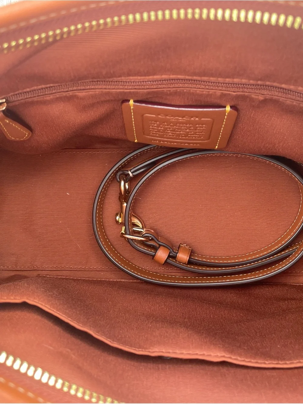 Coach Laurel Tan Leather Shoulder Bag with Gold Hardware